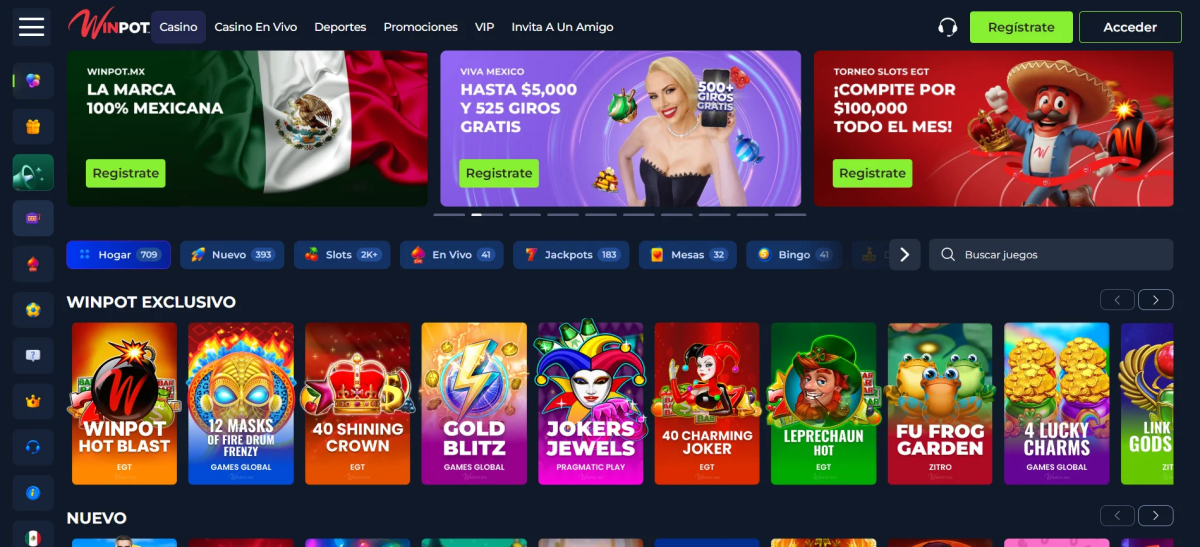 Winpot casino en linea Mexico – pantalla principal